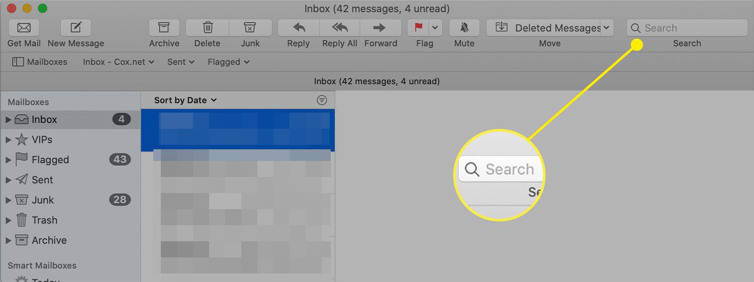 serch for an email on mac cliant email